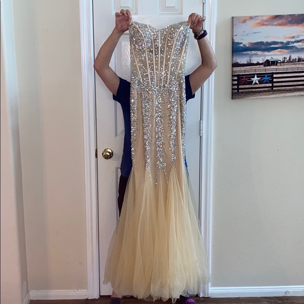 Jovani Champaign pageant corset dress